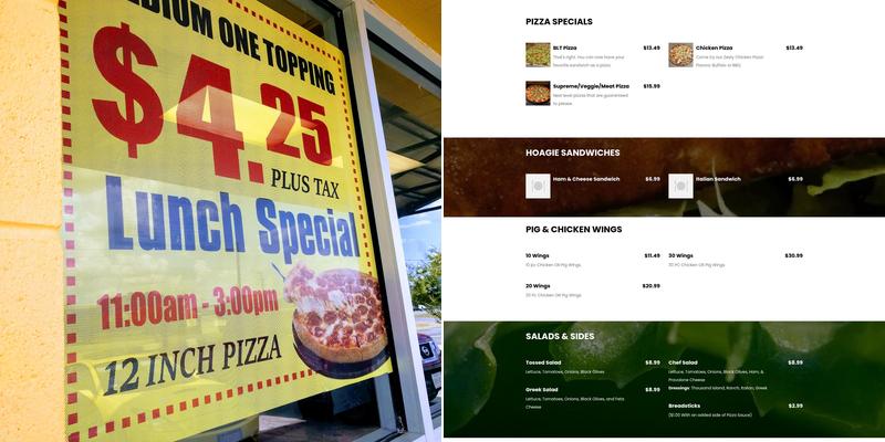 Rosie's Pizza To Go Menu