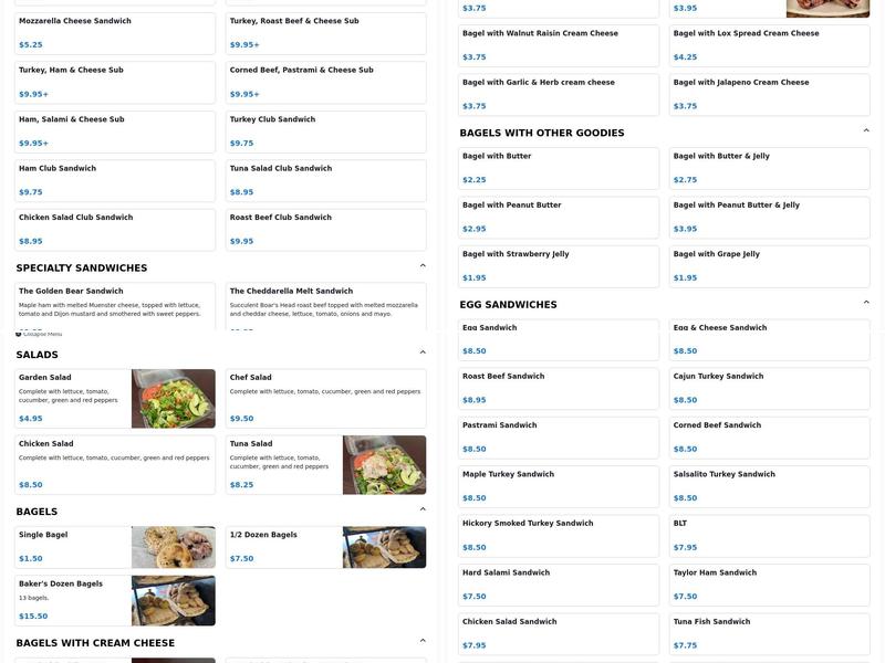 3 Men and a Bagel Menu