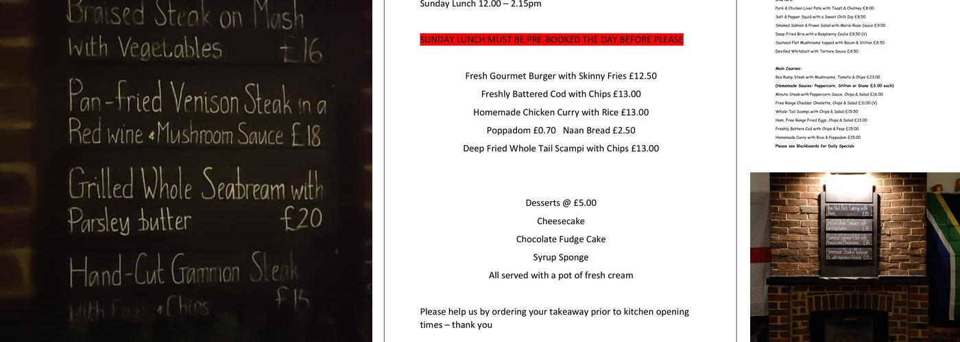 The Barley Mow Menu