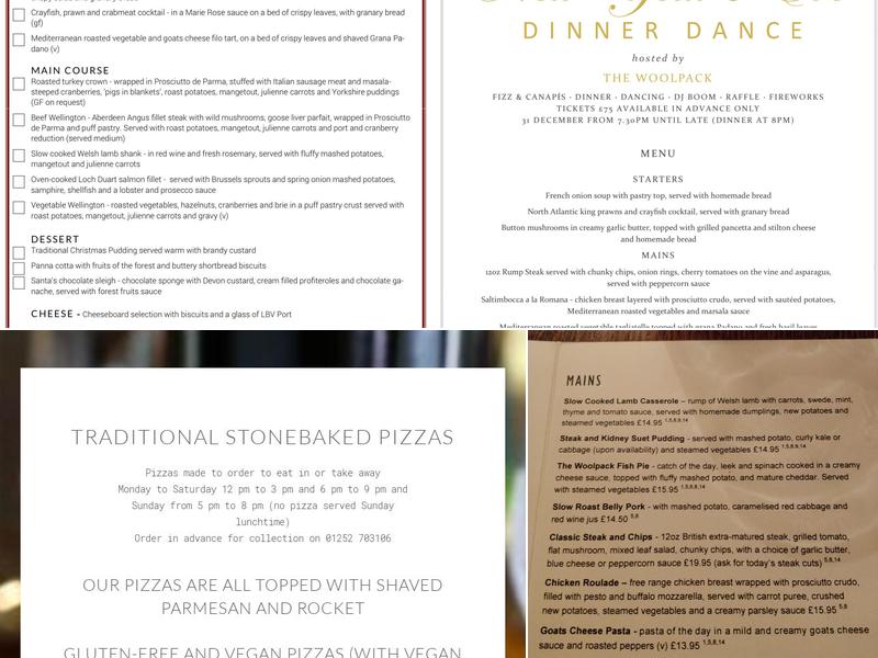 The Woolpack Pub Elstead Menu