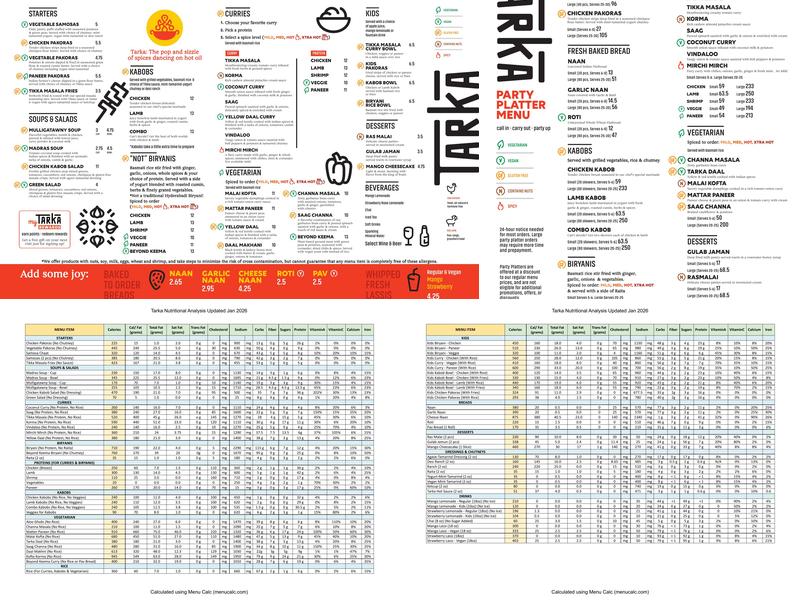 Tarka Menu