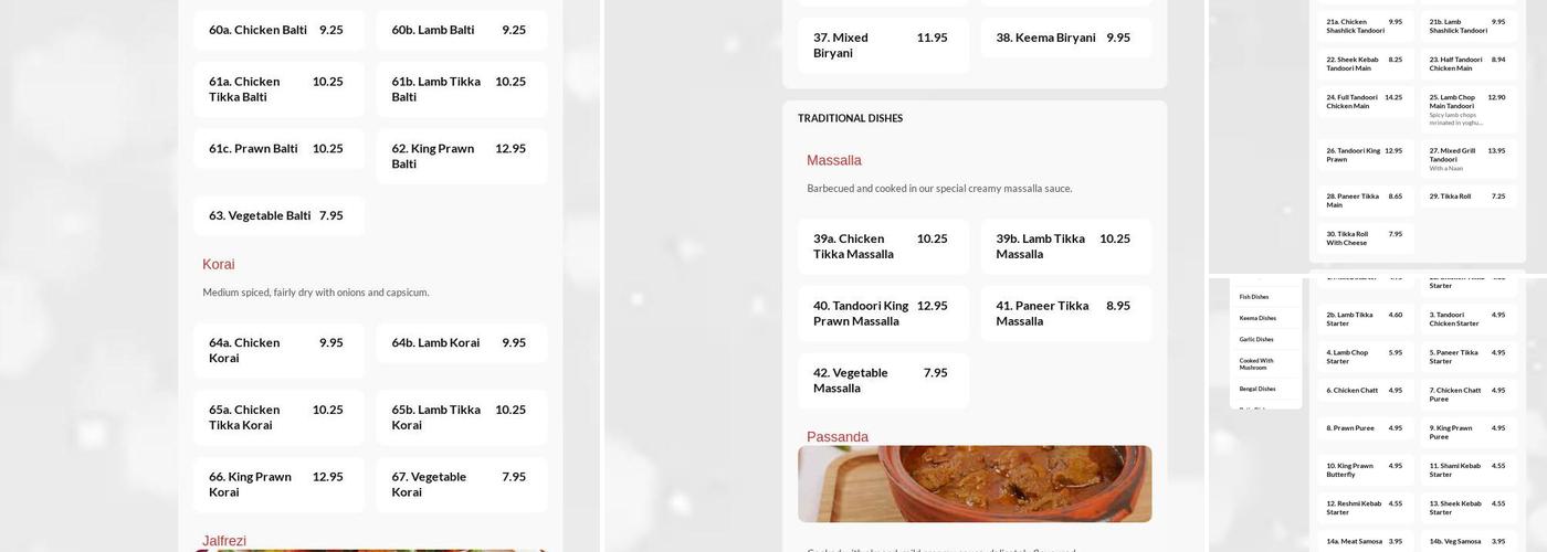 Tongham Curry House Menu