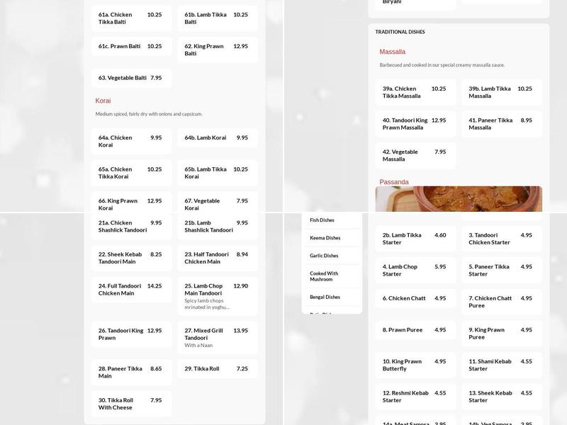 Tongham Curry House Menu