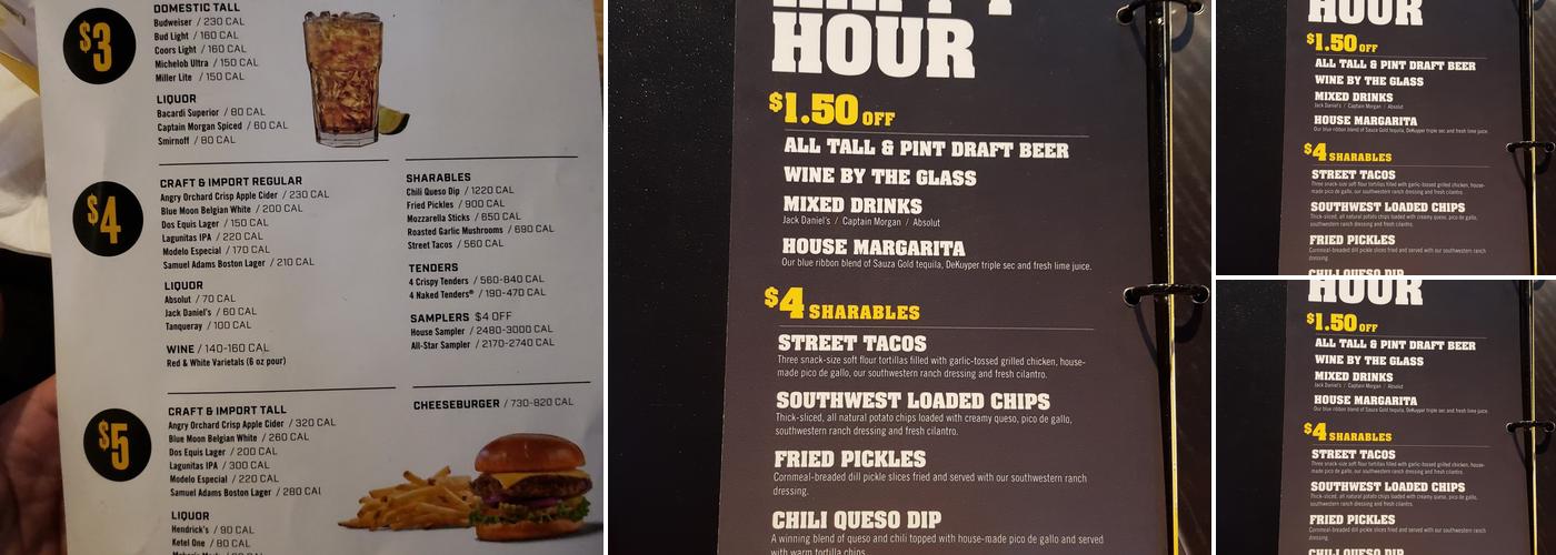 Buffalo Wild Wings Menu