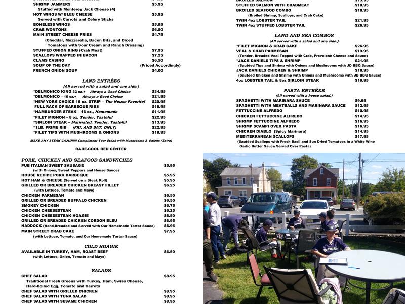 Main Street Pub Menu