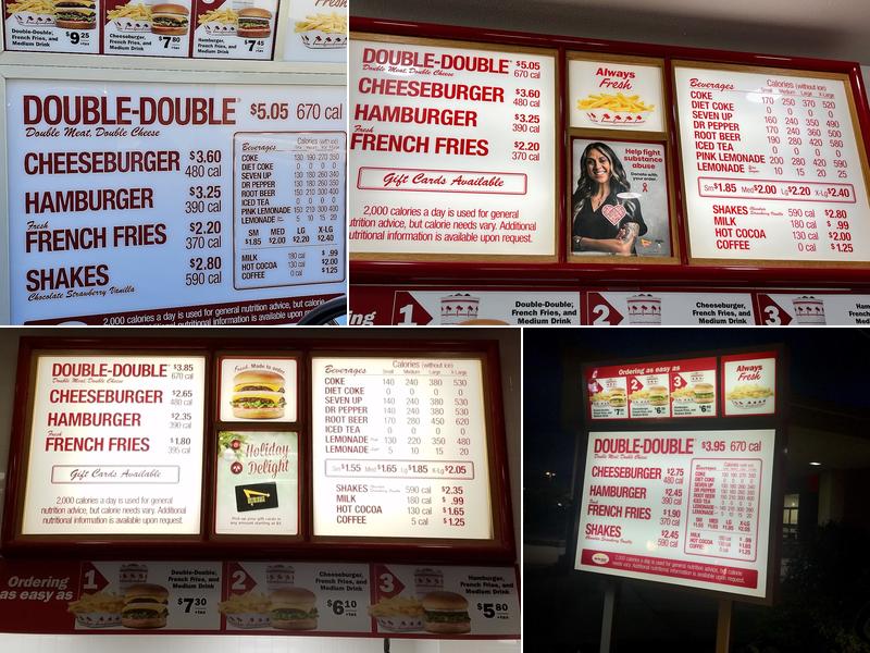 In-N-Out Burger Menu