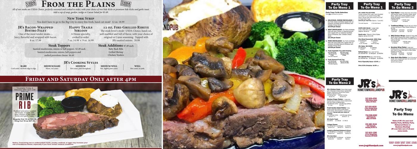 JR's Hometown Grill and Pub Menu