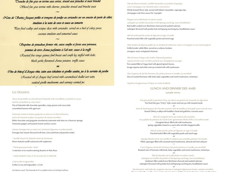 The Waterside Inn Menu