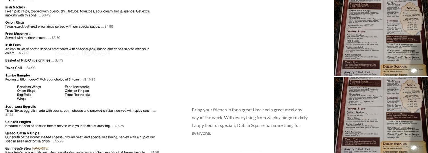 Dublin Square Menu
