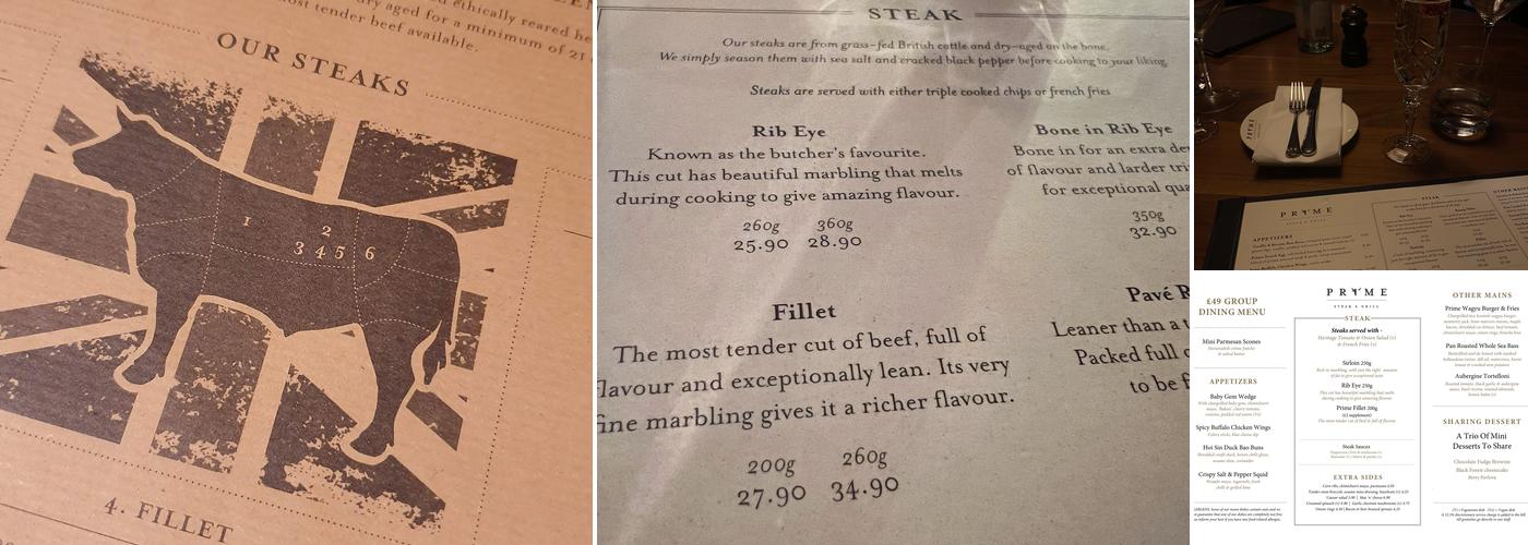 Prime Steak & Grill Menu