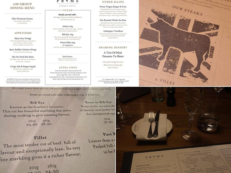 Prime Steak & Grill Menu
