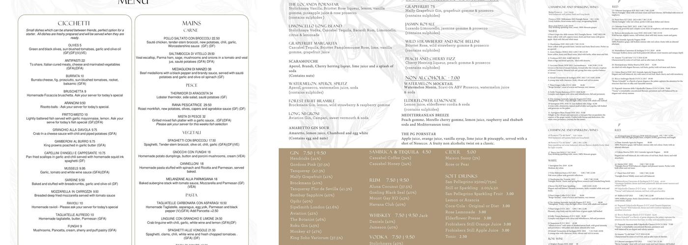 Locanda Gabriella Menu