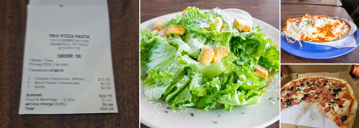 TRIO PIZZA PASTA Menu