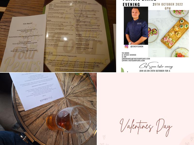 Four Pears Pub & Restaurant Menu