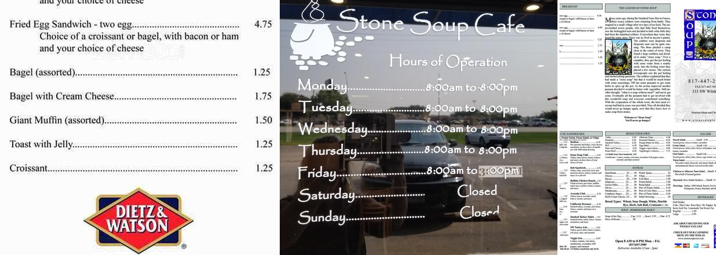 Stone Soup Cafe Menu