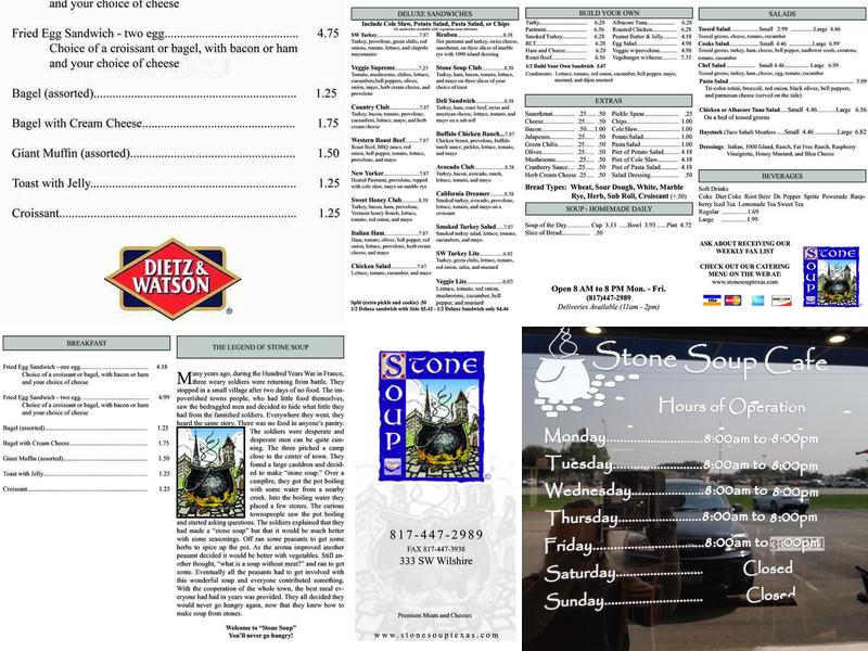 Stone Soup Cafe Menu