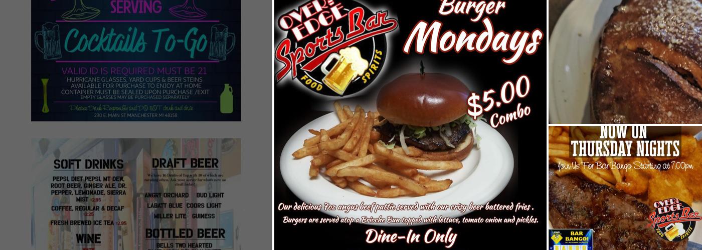 Over The Edge Sports Bar And Pizzeria. Menu