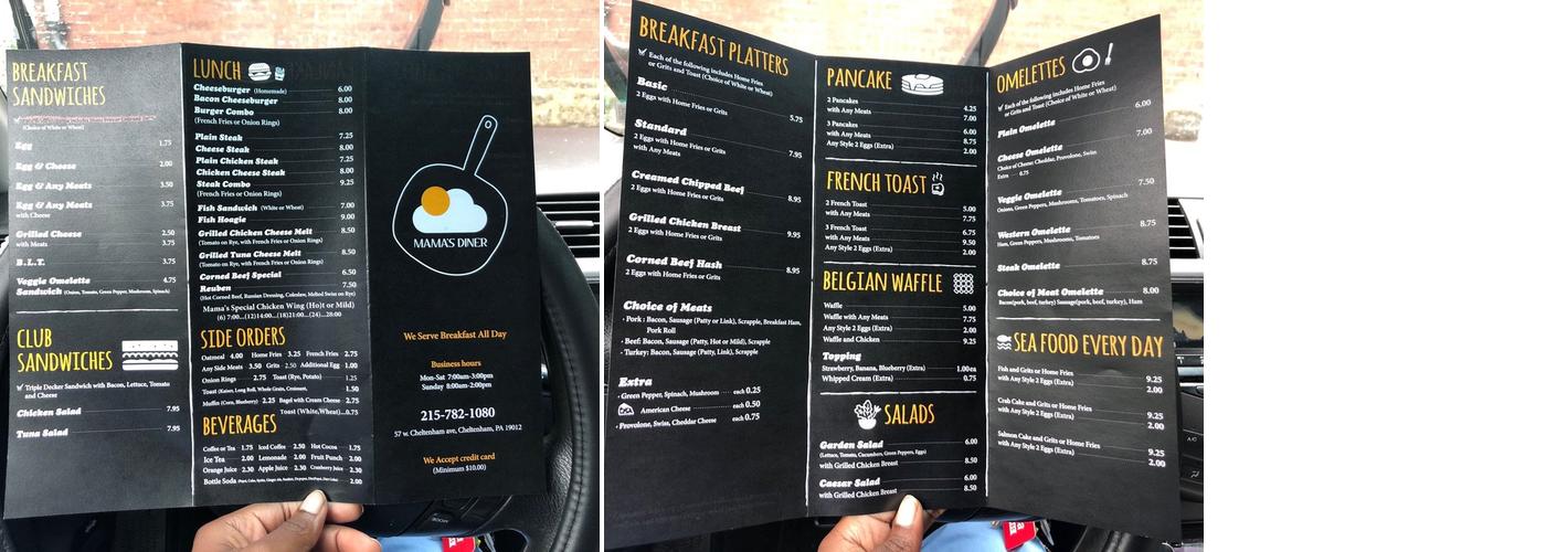Mama’s diner Menu