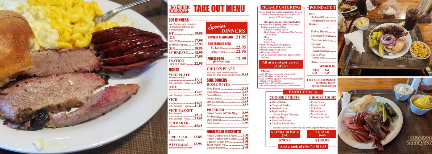 Spring Creek Barbeque Menu