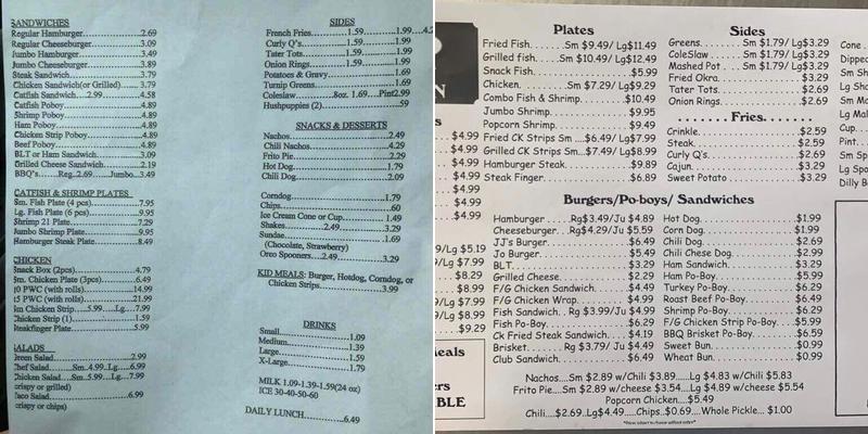 J J's Fish House Inc Menu