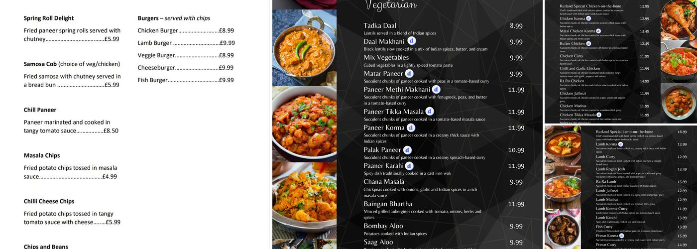 Taste of India - Rutland Point Menu