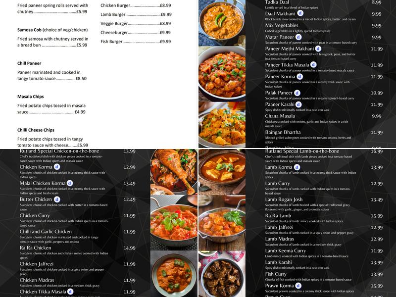 Taste of India - Rutland Point Menu