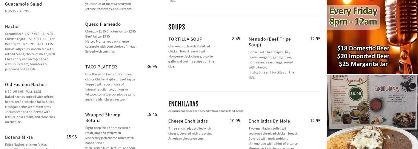 Enchiludas Menu