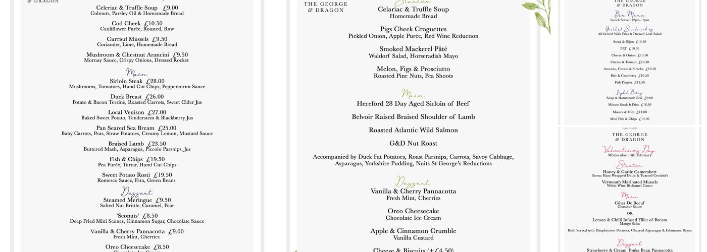 The George & Dragon Menu