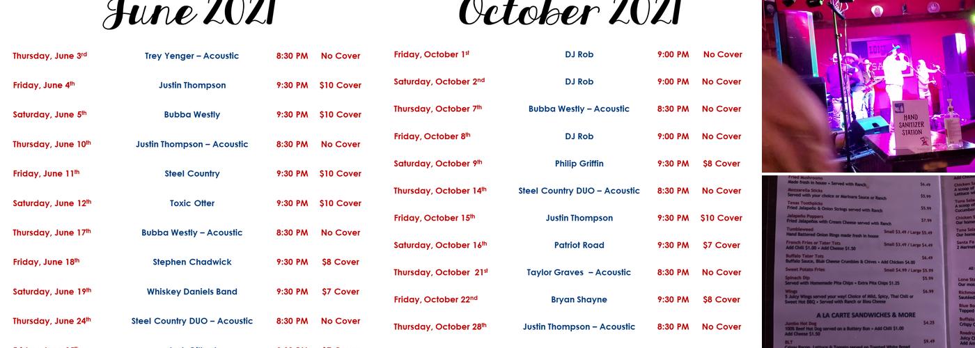 The Lonestar Saloon Menu