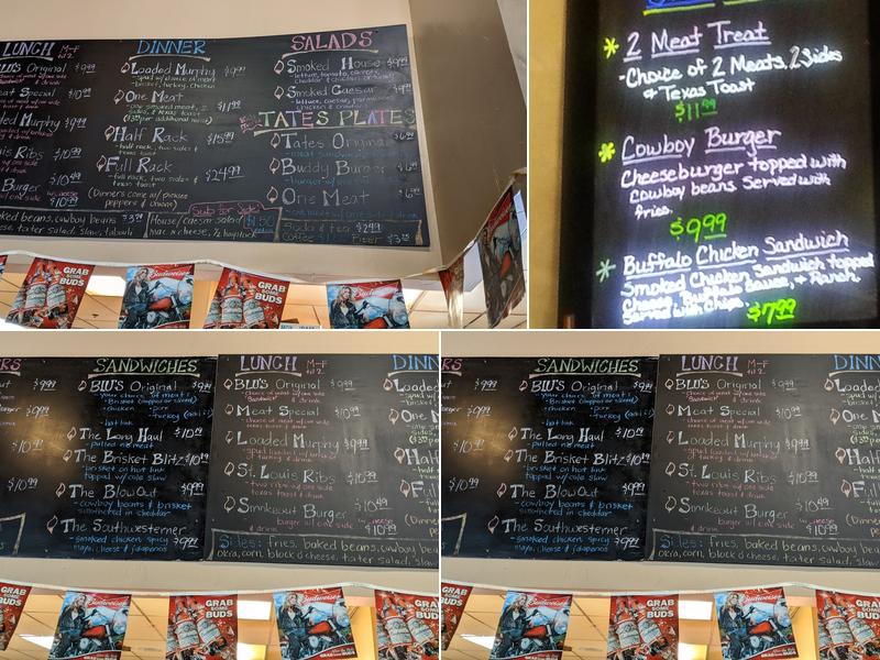 Blu's BBQ and Burgers Menu