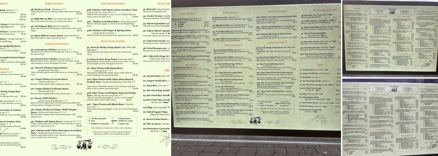 The House of Phở Menu