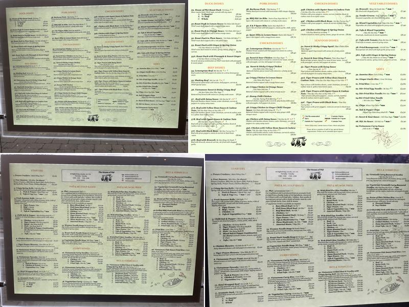 The House of Phở Menu