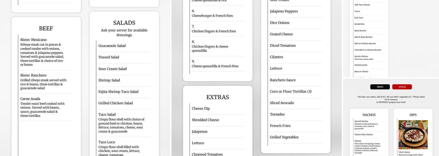 Senor Tequila Menu