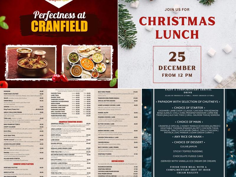 Cranfield Spice Menu