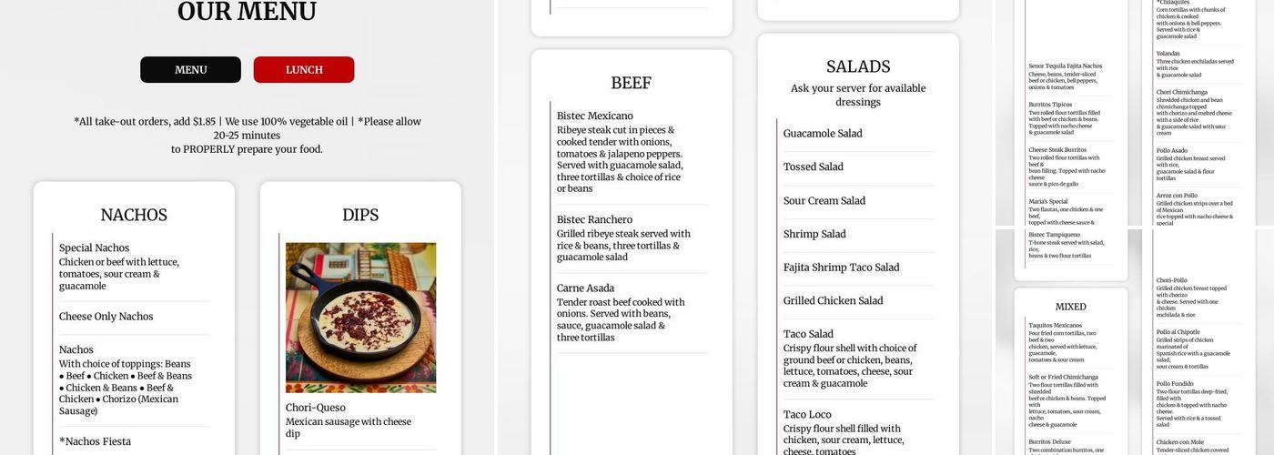 Señor Tequila Menu