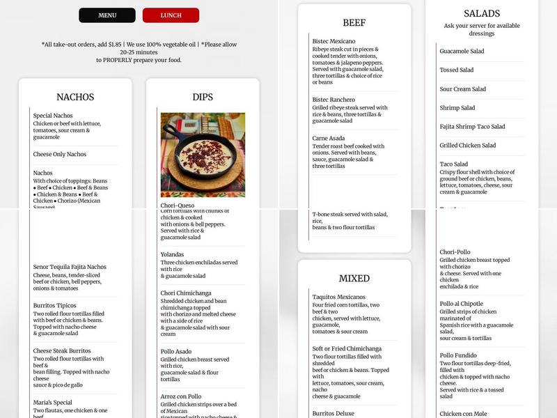 Señor Tequila Menu