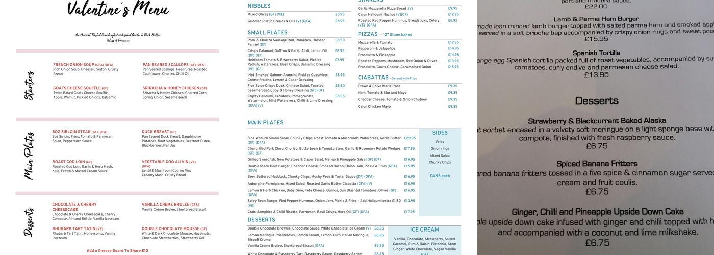 Corner 5 Restaurant Menu