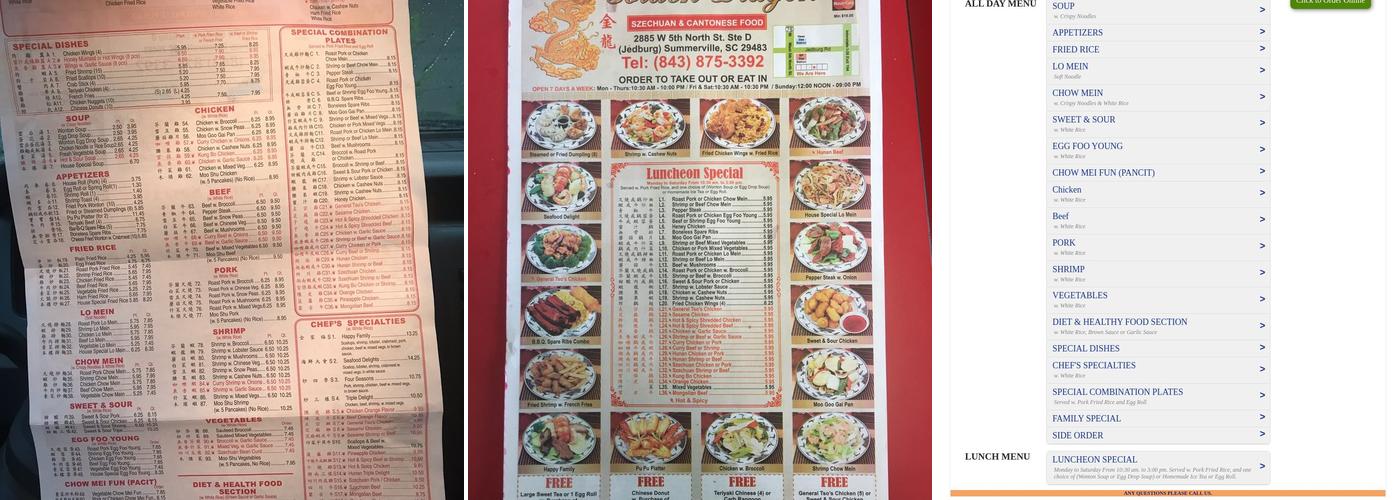 Golden Dragon Menu