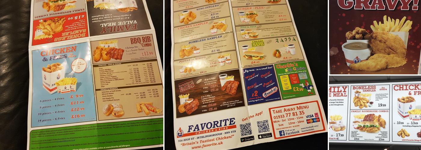 Favorite Chicken & Ribs Irthlingborough Menu