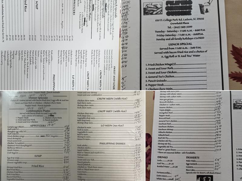 Formosa Chinese Restaurant Menu