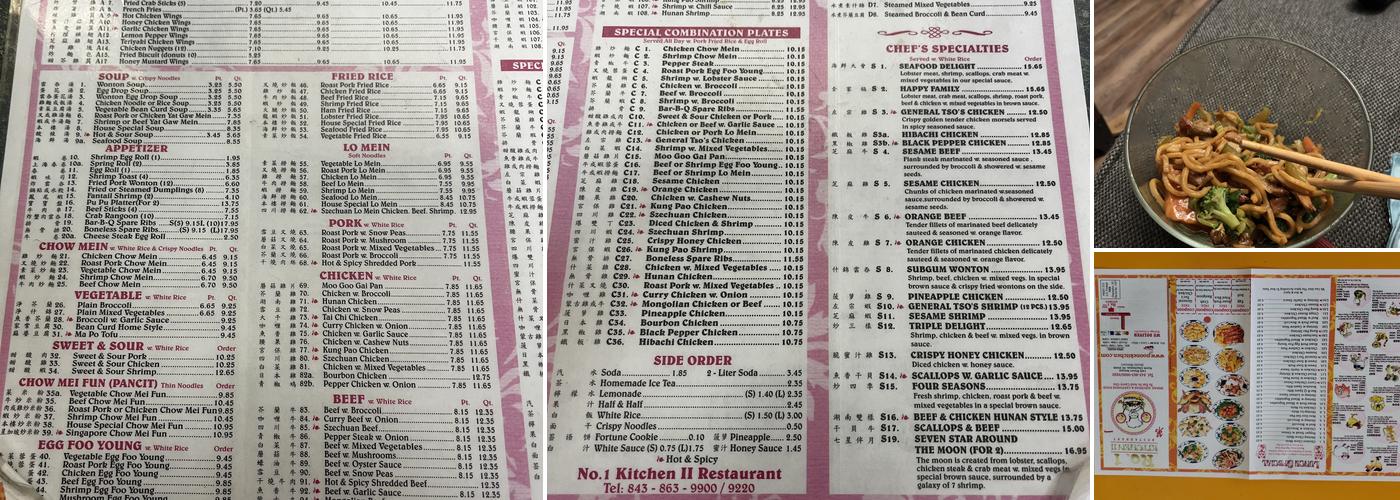 Number One Kitchen Menu