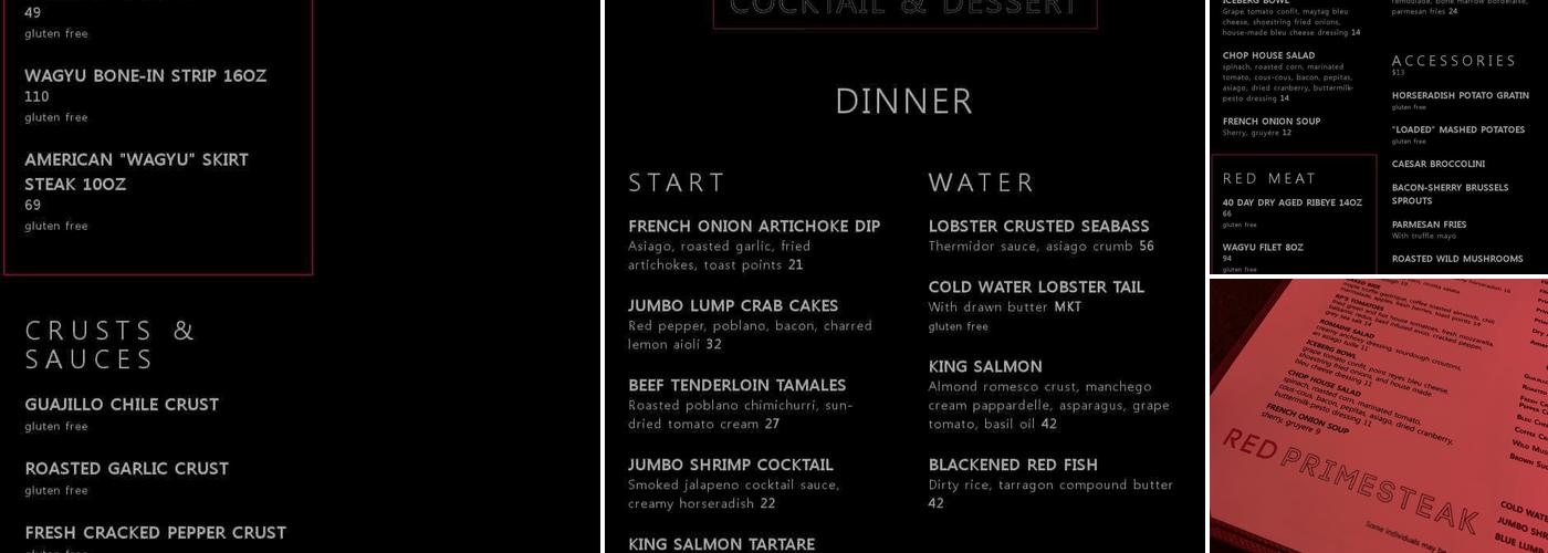 Red PrimeSteak Menu