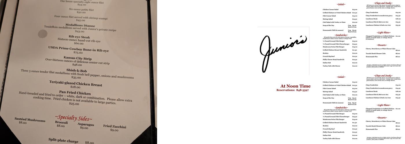 Junior's Menu