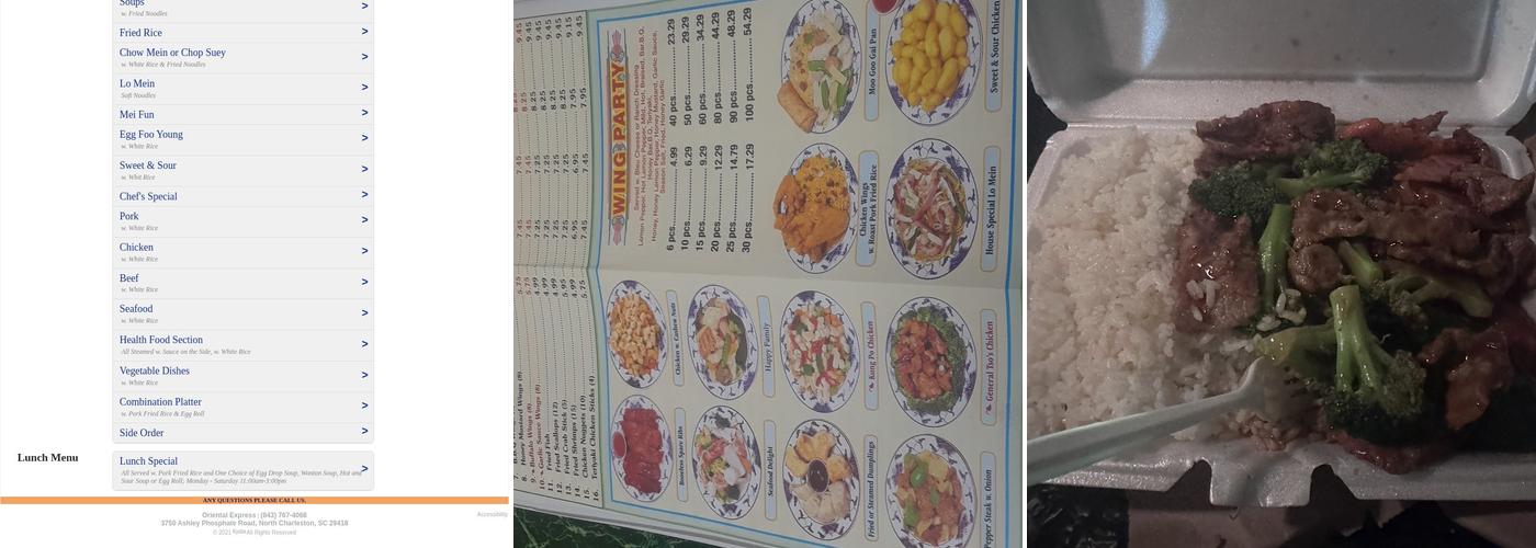 Oriental Express Menu