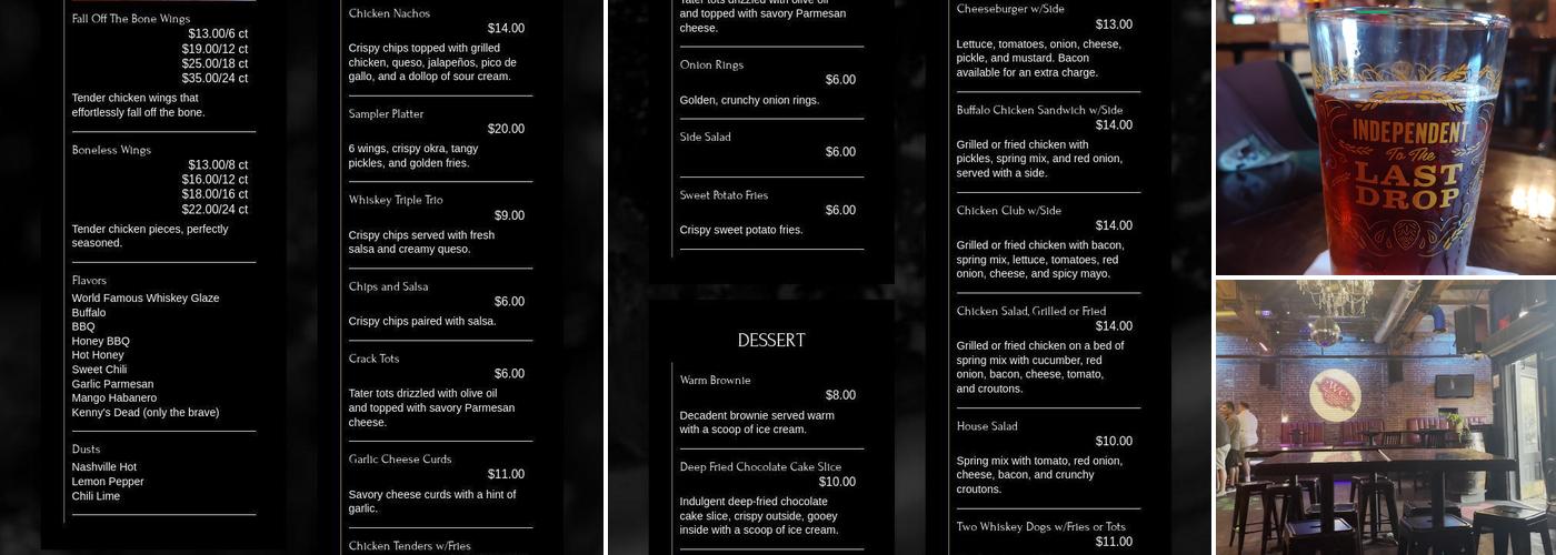 Whiskey Chicks Menu