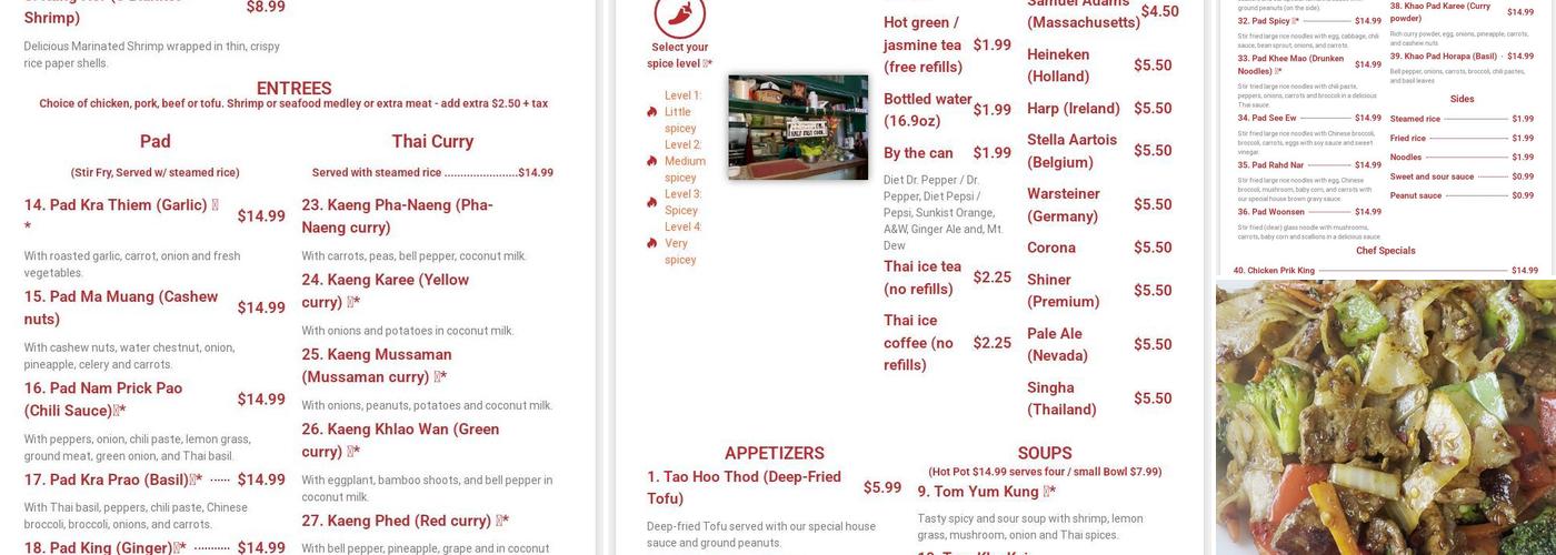 Thai Kitchen Menu