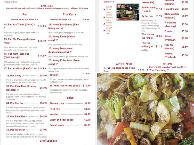 Thai Kitchen Menu