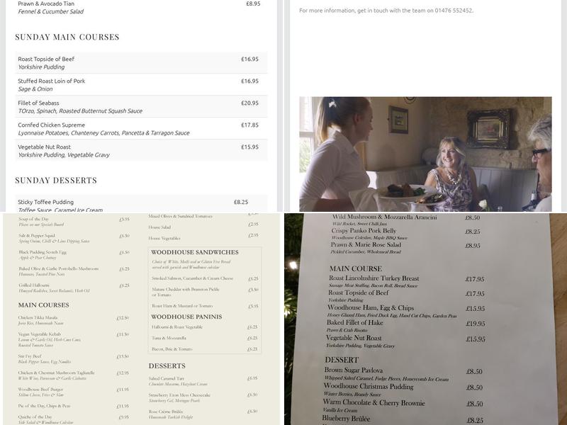 The Woodhouse Arms Menu