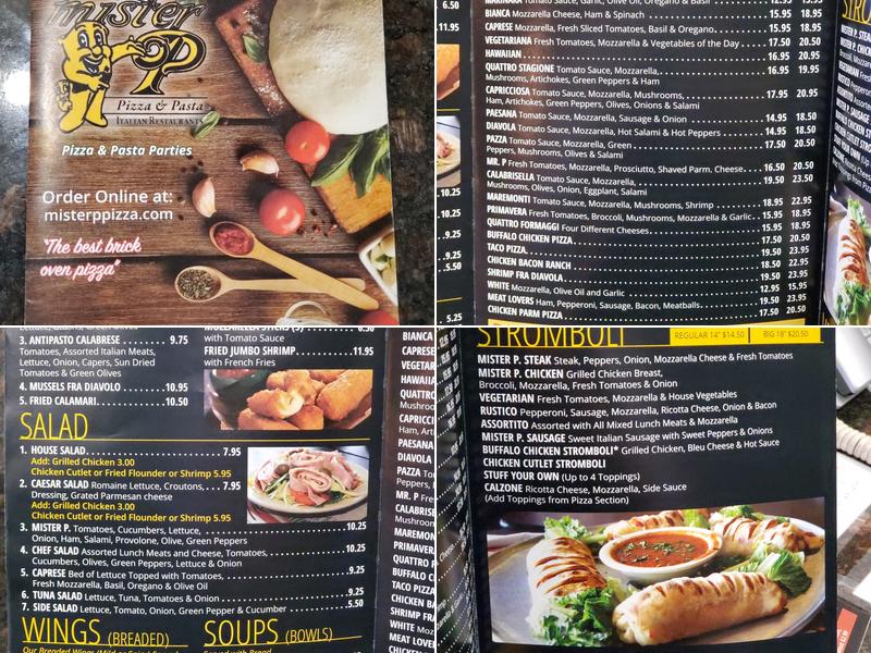 Mister P Pizza Menu