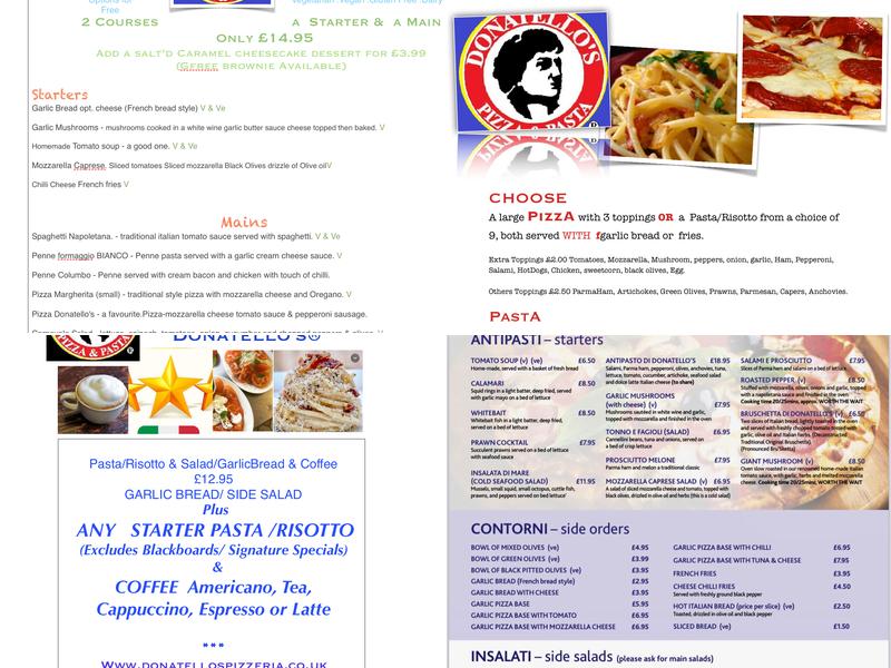 Donatello's Pizza & Pasta Menu